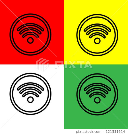 WiFi Vector Icon, Outline style, from Accommodation and hotel icons collection, isolated on Red, Yellow, Green and White Background. 121531614