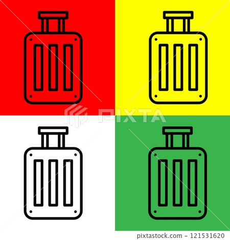 Luggage Vector icon, Outline style, from Accommodation and hotel icons collection, isolated on Red, Yellow, Green and White Background. 121531620
