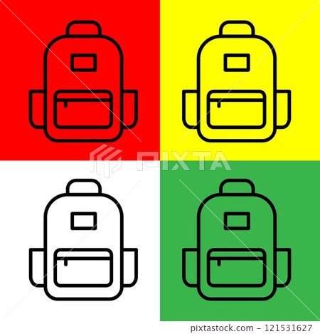 Backpack Vector icon, Outline style, from Accommodation and hotel icons collection, isolated on Red, Yellow, Green and White Background. Backpack Vector icon, Outline style, from Accommodation and hotel icons collection, isolated on Red, Yellow, Green and White Background. 121531627