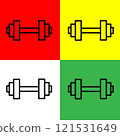 Dumbbell Vector icon, Outline style, from Accommodation and hotel icons collection, isolated on Red, Yellow, Green and White Background. 121531649