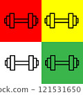 Dumbbell Vector icon, Outline style, from Accommodation and hotel icons collection, isolated on Red, Yellow, Green and White Background. 121531650