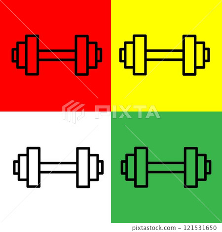 Dumbbell Vector icon, Outline style, from Accommodation and hotel icons collection, isolated on Red, Yellow, Green and White Background. 121531650