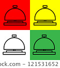 Hotel Bell Vector Icon, Outline style, from Accommodation and hotel icons collection, isolated on Red, Yellow, Green and White Background. 121531652