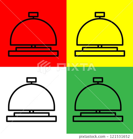Hotel Bell Vector Icon, Outline style, from Accommodation and hotel icons collection, isolated on Red, Yellow, Green and White Background. 121531652