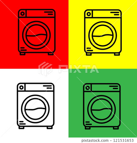 Washing Machine, Outline style, from Accommodation and hotel icons collection, isolated on Red, Yellow, Green and White Background. 121531653