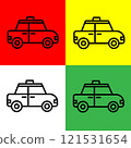 Taxi Vector icon, Outline style, from Accommodation and hotel icons collection, isolated on Red, Yellow, Green and White Background. 121531654