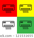 Air Conditioner Vector icon, Outline style, from Accommodation and hotel icons collection, isolated on Red, Yellow, Green and White Background. 121531655