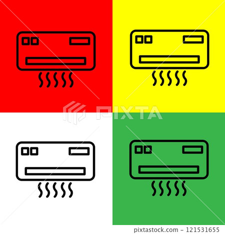 Air Conditioner Vector icon, Outline style, from Accommodation and hotel icons collection, isolated on Red, Yellow, Green and White Background. 121531655