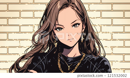 A young woman with a mean (aggressive) look 121532002