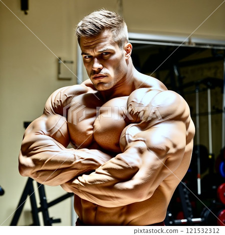 健身房裡的肌肉男 — 健身與力量概念 4 121532312