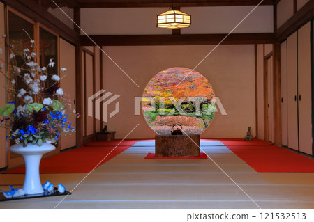 Kamakura City, Meigetsuin Temple Main Hall, Window of Enlightenment Kamakura City, Meigetsuin Temple Main Hall, Window of Enlightenment 121532513