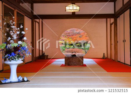 Kamakura City, Meigetsuin Temple Main Hall, Window of Enlightenment Kamakura City, Meigetsuin Temple Main Hall, Window of Enlightenment 121532515