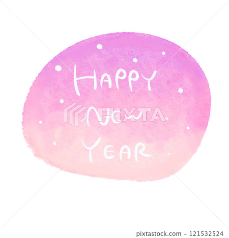 Happy New Year watercolor icon pink 121532524