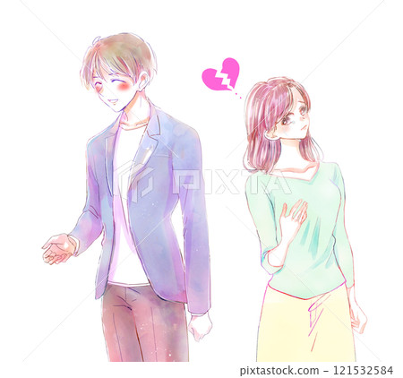 A happy man and a crying woman with a broken heart A happy man and a crying woman with a broken heart 121532584
