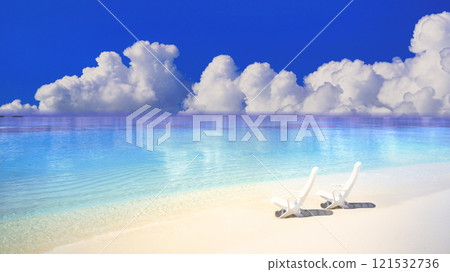 Beautiful coral reef sea and cumulonimbus clouds 121532736