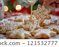 Star-Shaped Sugar Cookies with Festive Icing 121532777
