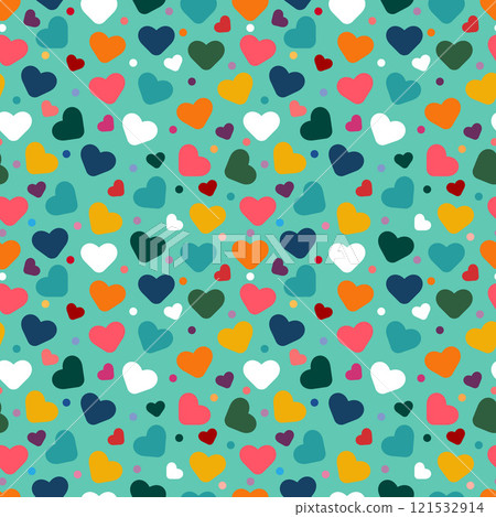Colorful hearts, Heart, love hearts, holiday, romance, seamless pattern, illustration, vector Colorful hearts, Heart, love hearts, holiday, romance, seamless pattern, illustration, vector 121532914