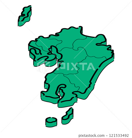 Kyushu region_isometric illustration_01 121533492
