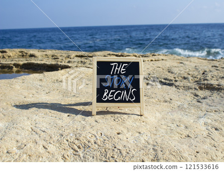 The Story Begins symbol. Blackboard with words The Story Begins. Beautiful sea background. Business and The Story Begins concept. Copy space. The Story Begins symbol. Blackboard with words The Story Begins. Beautiful sea background. Business and The Story Begins concept. Copy space. 121533616