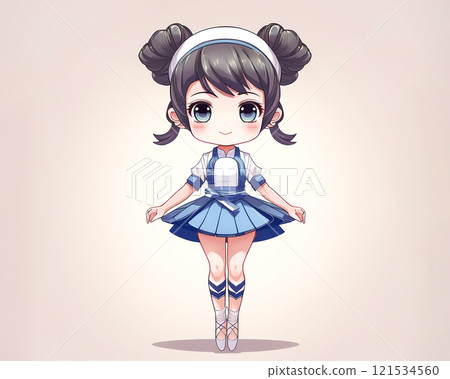 Chibi character ballerina girl image material jump 121534560