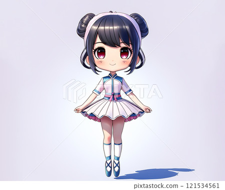 Chibi character ballerina girl image material jump 121534561