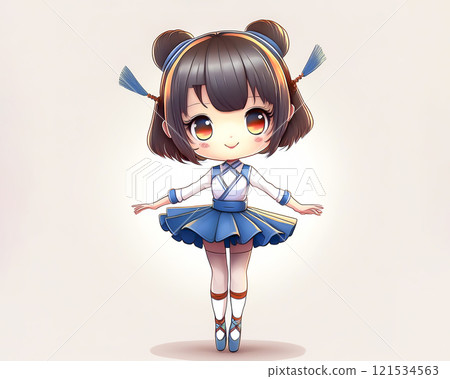 Chibi character ballerina girl image material jump 121534563