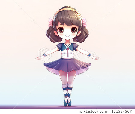 Chibi character ballerina girl image material jump 121534567