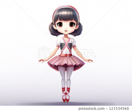 Chibi character ballerina girl image material jump 121534568