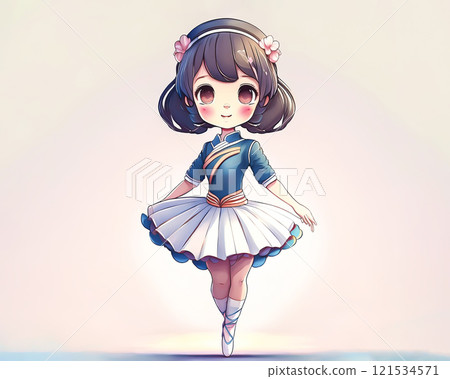 Chibi character ballerina girl image material jump 121534571