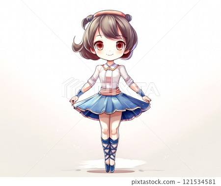 Chibi character ballerina girl image material jump 121534581