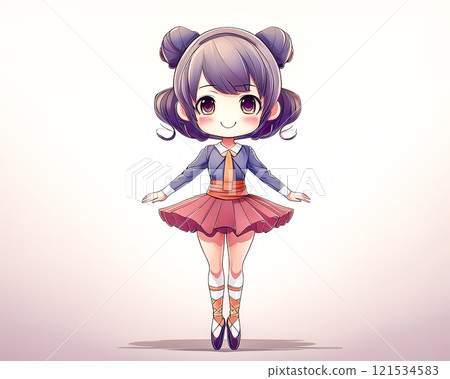 Chibi character ballerina girl image material jump 121534583