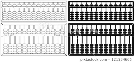 Layered editable vector illustration of ancient Chinese traditional mathematical calculation tool, abacus. 121534665