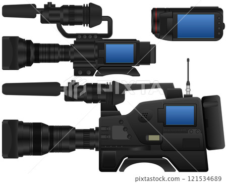 Layered vector illustration of three kinds of  Video Camera. 121534689