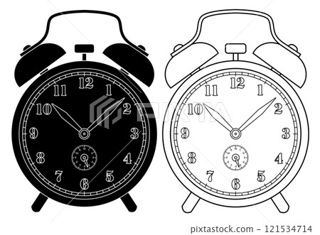 Layered editable vector illustration outline of alarm clock. 121534714