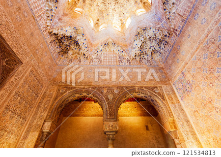 The Alhambra Palace interior in Granada, Spain 121534813