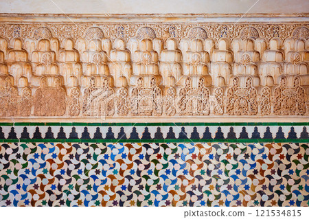 The Alhambra Palace interior in Granada, Spain 121534815