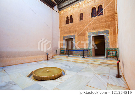 The Alhambra Palace interior in Granada, Spain 121534819