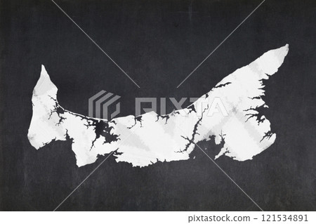 Map of the province of Prince Edward Island drawn on a blackboard 121534891