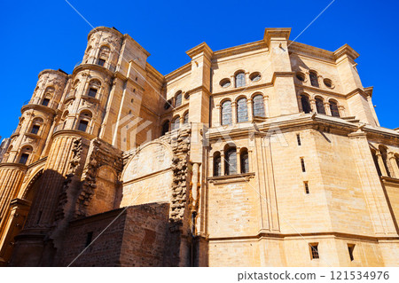 Malaga Cathedral close-up view in Andalusia, Spain Malaga Cathedral close-up view in Andalusia, Spain 121534976