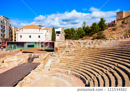 Roman theater or Teatro Romano in Malaga, Spain 121534982
