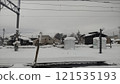 Snowy train window 121535193