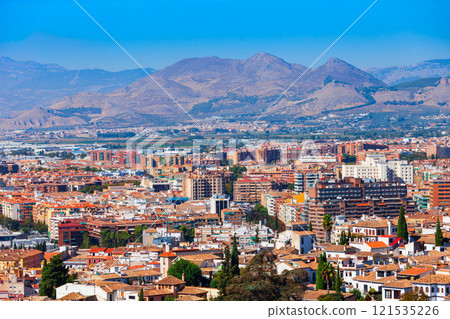 Granada city aerial panoramic view in Spain 121535226