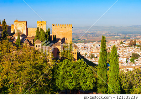 The Alhambra aerial panoramic view in Granada, Spain 121535239