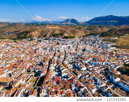 Antequera aerial panoramic view, Malaga province, Spain 121535292