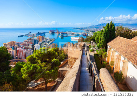 Fortress walls in Malaga, Andalusia community in Spain 121535322