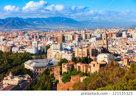 Malaga Cathedral aerial panoramic view in Andalusia, Spain 121535325