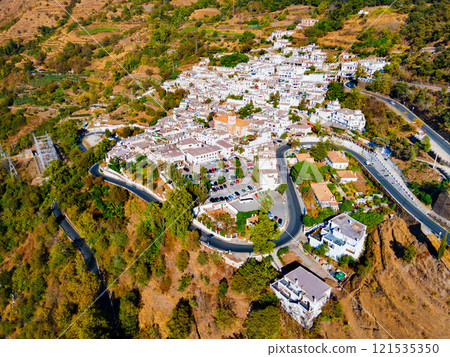 Pampaneira village aerial panoramic view in Spain Pampaneira village aerial panoramic view in Spain 121535350