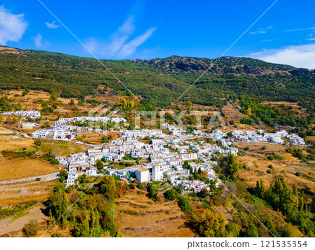 Bubion village aerial panoramic view, Spain Bubion village aerial panoramic view, Spain 121535354