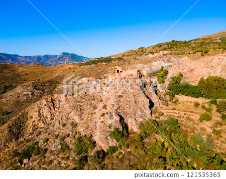 Lanjaron Castle aerial panoramic view in Alpujarras, Spain Lanjaron Castle aerial panoramic view in Alpujarras, Spain 121535365