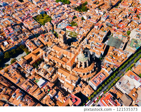 Granada Cathedral city aerial panoramic view in Spain Granada Cathedral city aerial panoramic view in Spain 121535373